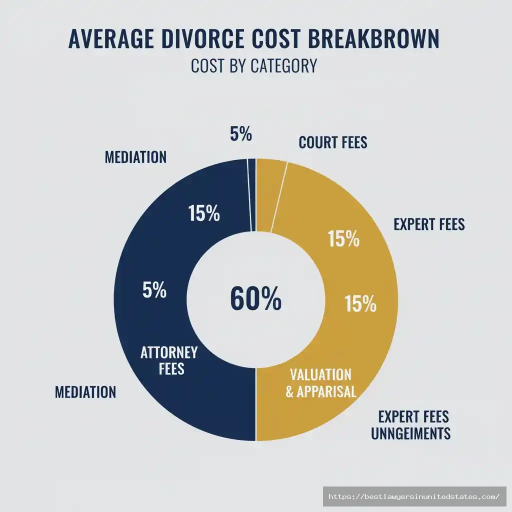 Pie chart showing breakdown of average divorce costs