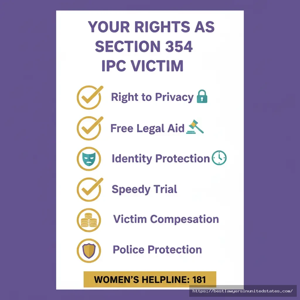Section 354 IPC victim rights checklist - privacy, legal aid, compensation, protection, and support services