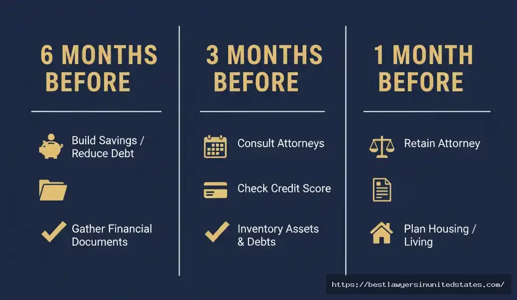 Six-month financial preparation checklist for Pennsylvania divorce with actionable steps and timeline