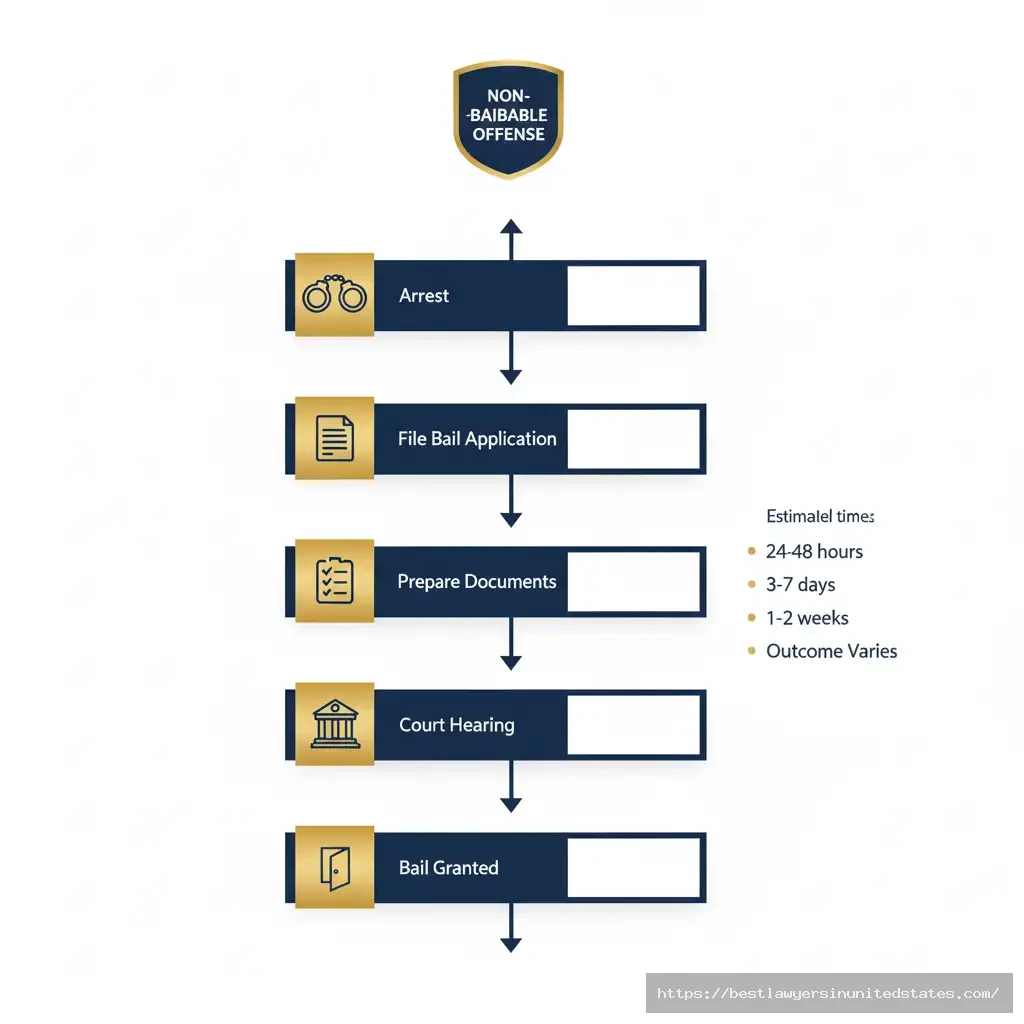 Step-by-step flowchart showing bail application process for Section 324 IPC from arrest to court hearing with typical timelines