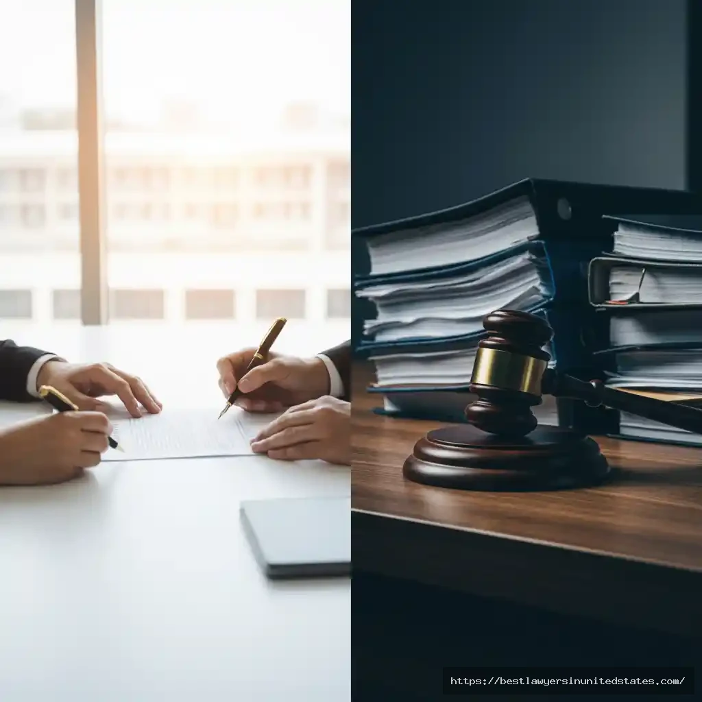 Visual comparison showing peaceful uncontested divorce versus courtroom contested divorce in Michigan