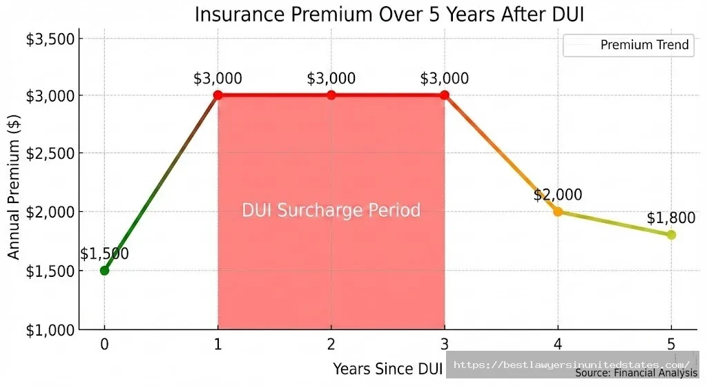 10-year projection showing total DUI costs exceeding $40,000 when including all long-term impacts