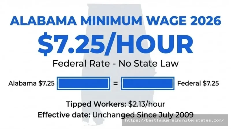 Alabama minimum wage 2026 rate $7.25 per hour federal law no state increase