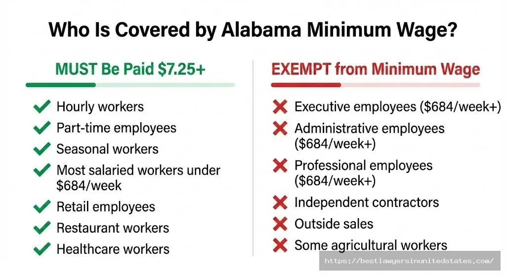 Alabama minimum wage exemptions executive administrative professional independent contractor coverage