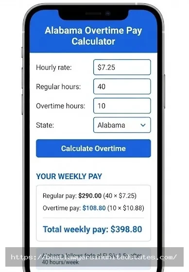 Alabama overtime pay calculator federal FLSA rules time and a half calculation