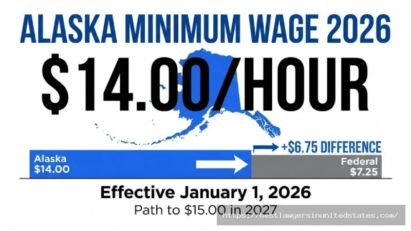 Alaska minimum wage 2026 rate $14.00 per hour compared to federal $7.25