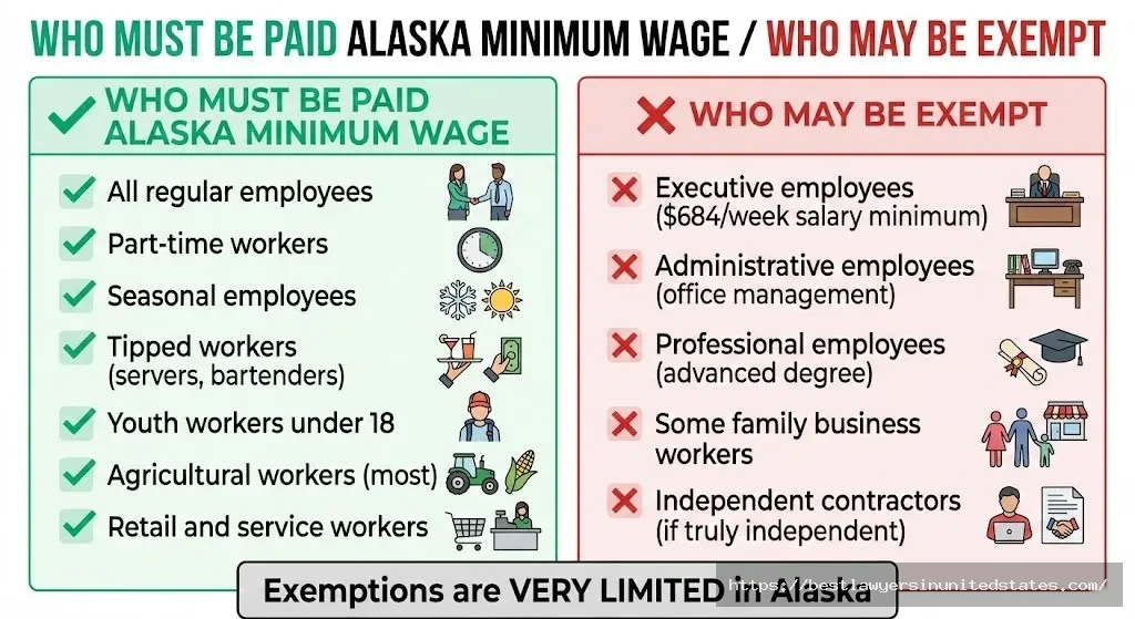 Alaska minimum wage exemptions executive administrative professional employee coverage