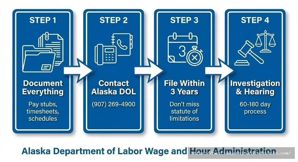 Alaska wage claim filing process steps Department of Labor complaint procedure