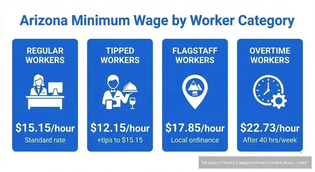 Arizona minimum wage rates by worker type tipped Flagstaff overtime categories