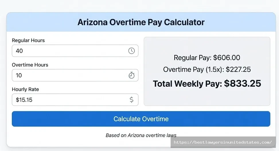 Arizona overtime pay calculator with state-specific rules time and half