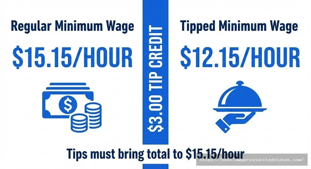 Arizona tipped minimum wage $12.15 versus regular $15.15 with $3 tip credit