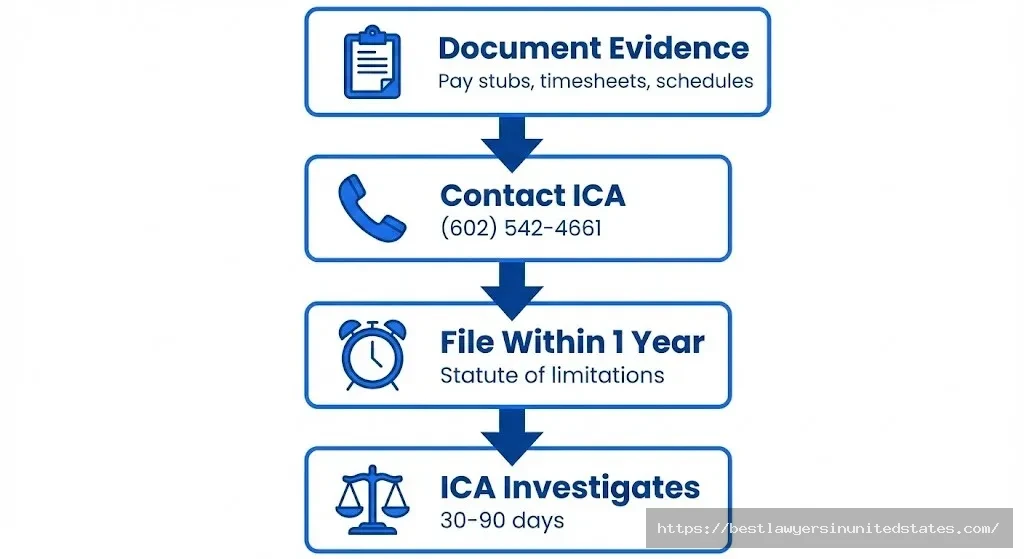 Arizona wage claim filing process steps Industrial Commission ICA contact