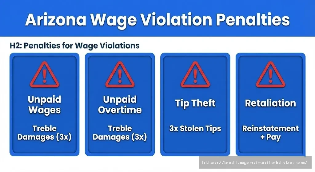Arizona wage theft penalties employer fines treble damages employee compensation