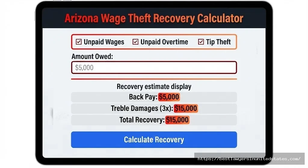Arizona wage theft recovery calculator estimate unpaid wages treble damages penalties