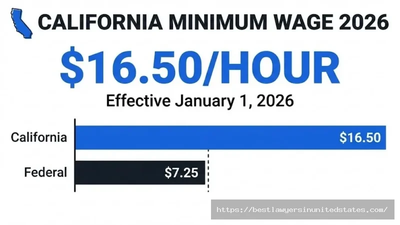 California minimum wage 2026 rate $16.50 per hour compared to federal $7.25