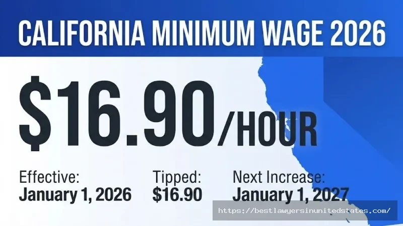 California minimum wage 2026 rate of $16.50 per hour with effective date and tipped minimum wage