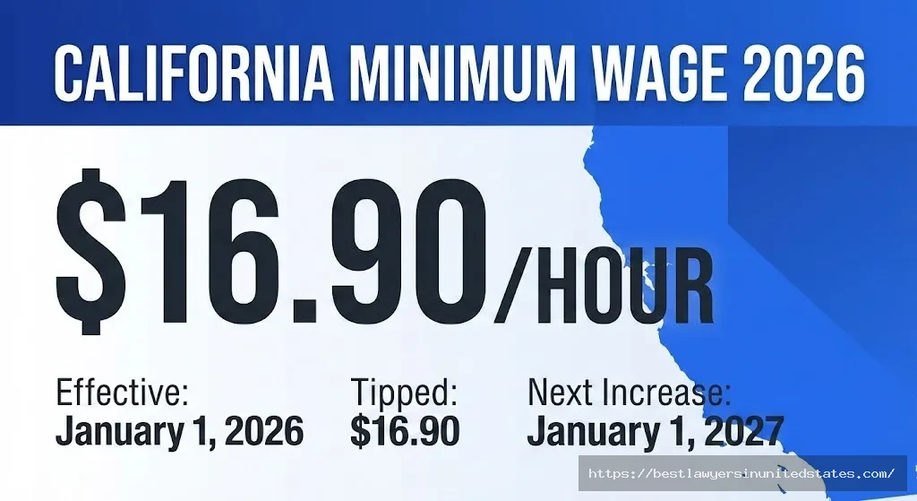 California minimum wage 2026 rate of $16.50 per hour with effective date and tipped minimum wage