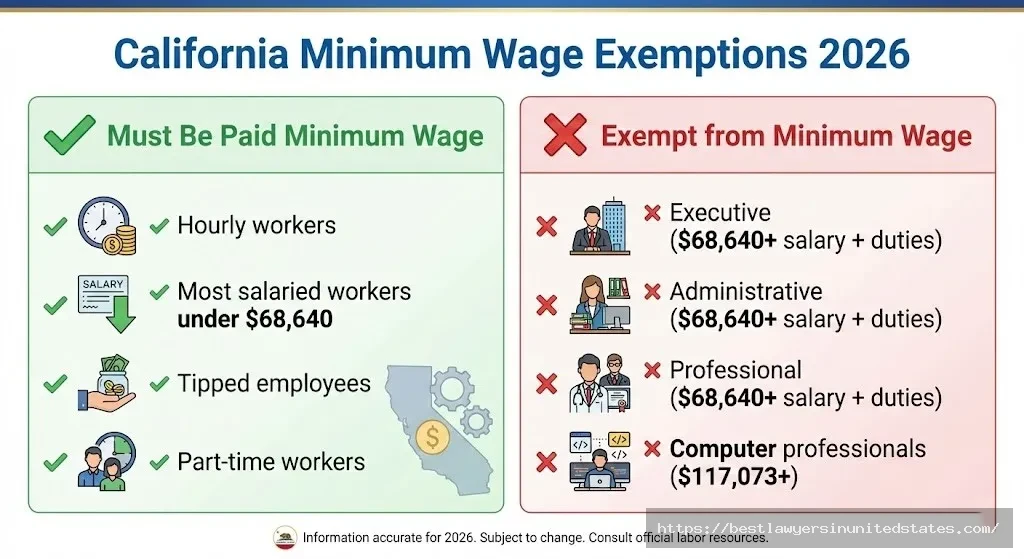 California minimum wage exemptions executive administrative professional $68,640 threshold