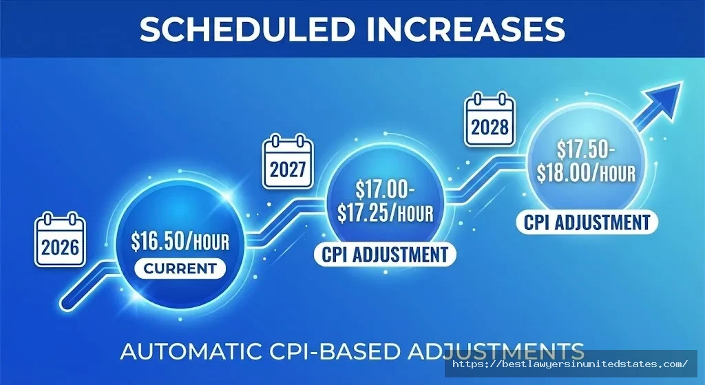 California scheduled minimum wage increases 2026 2027 2028 timeline CPI adjustments