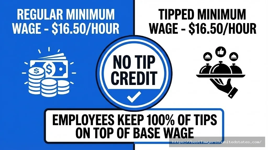 California tipped minimum wage $16.50 versus regular minimum wage no tip credit