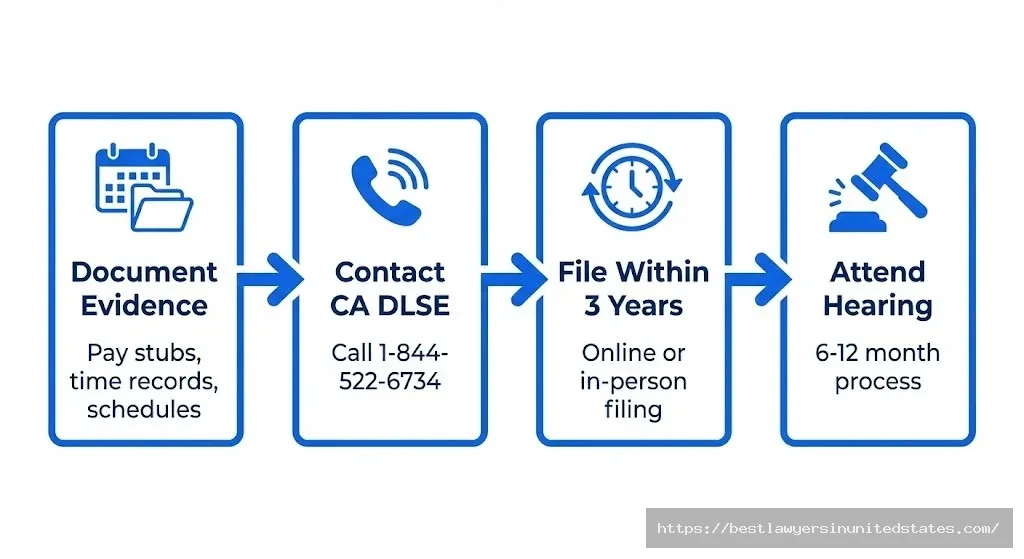 California wage claim filing process steps DLSE Department of Labor 4 steps