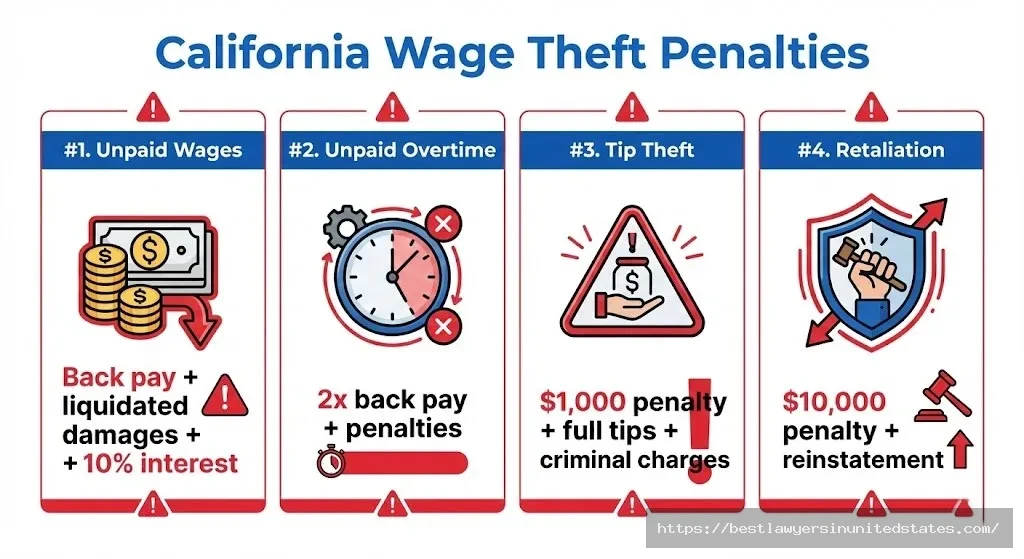 California wage theft penalties employer fines employee compensation liquidated damages