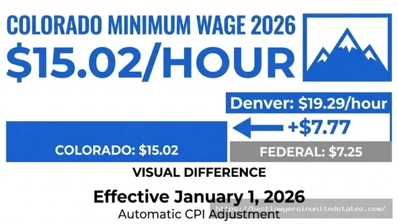 Colorado minimum wage 2026 rate $15.02 per hour compared to federal $7.25