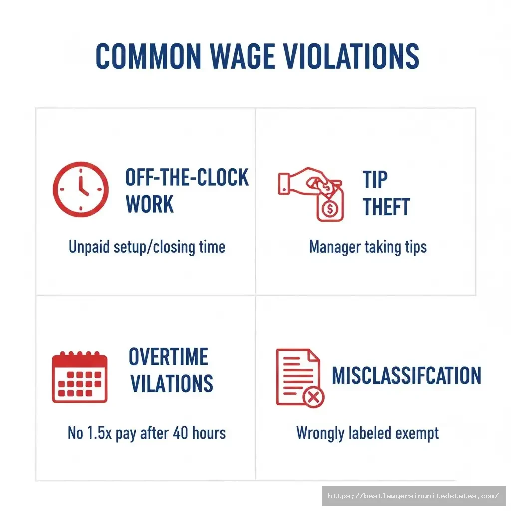 Common Minnesota wage violations including off-the-clock work tip theft overtime violations and misclassification