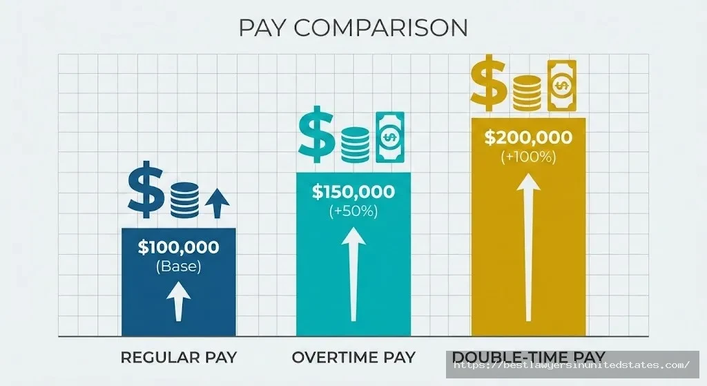 Comparison of regular pay, overtime pay, and double time pay