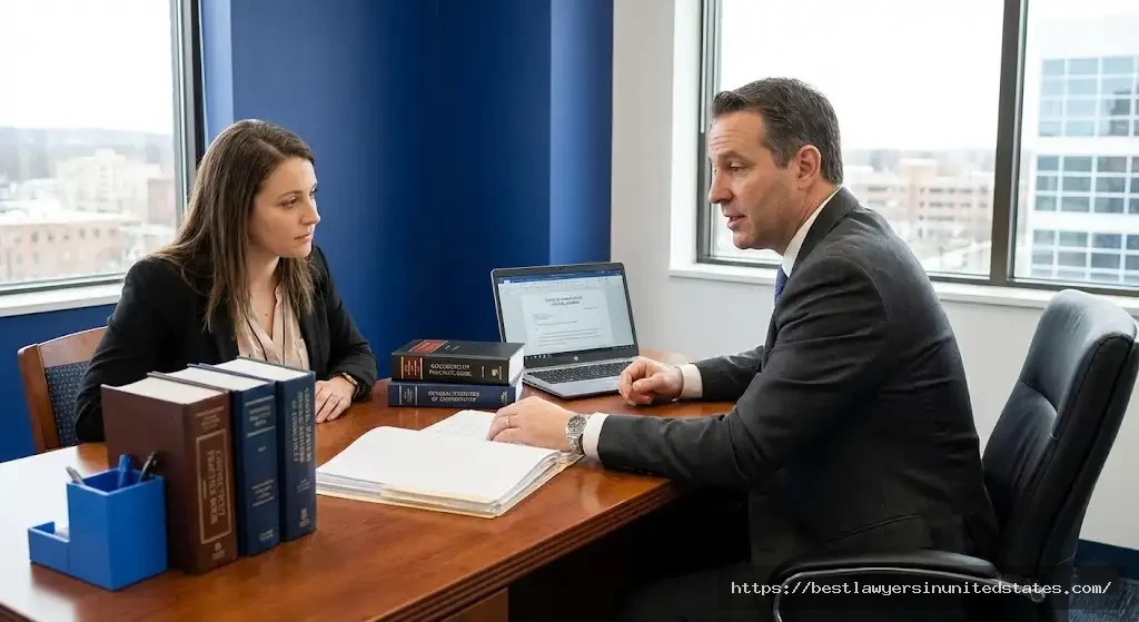 Connecticut DUI defense attorney consulting with client about case strategy and legal options