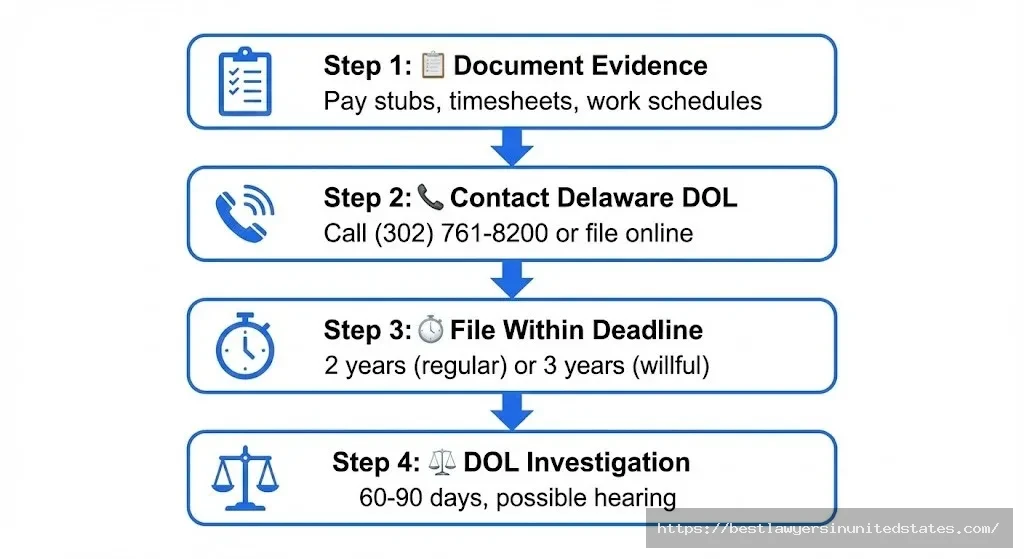 Delaware wage claim filing process four steps Department of Labor complaint procedure