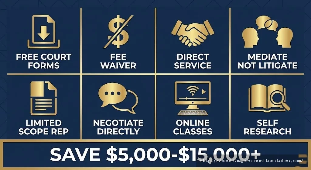 Eight strategies to reduce North Dakota divorce costs including fee waivers, mediation, and DIY options