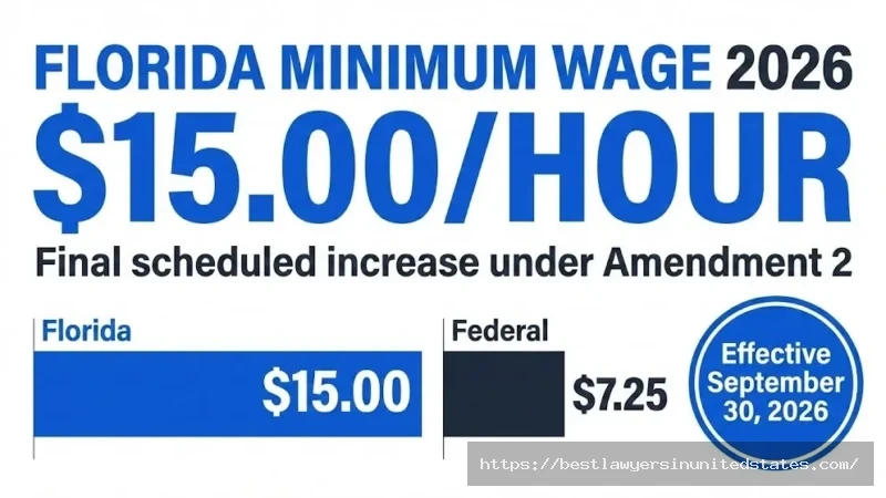 Florida minimum wage 2026 rate $15 per hour compared to federal $7.25