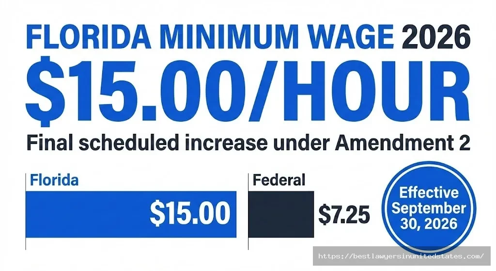 Florida minimum wage 2026 rate $15 per hour compared to federal $7.25