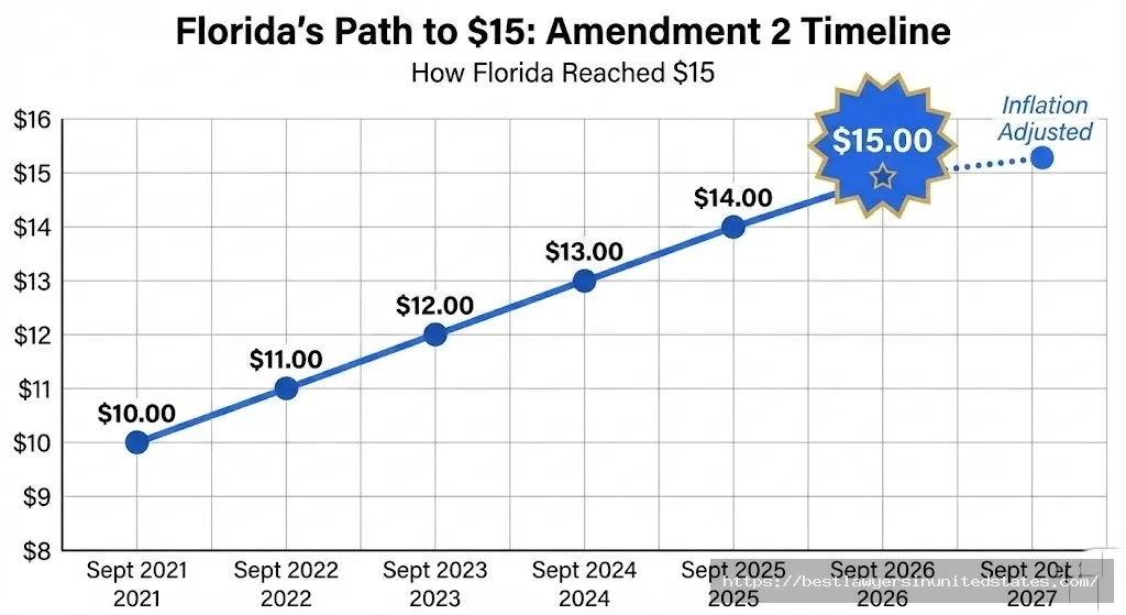 Florida minimum wage increase history 2021 to 2027 Amendment 2 timeline