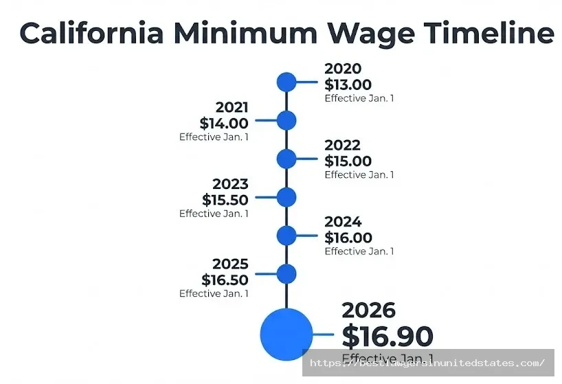 Florida minimum wage timeline from 2020 to 2026 showing rate increases and effective dates