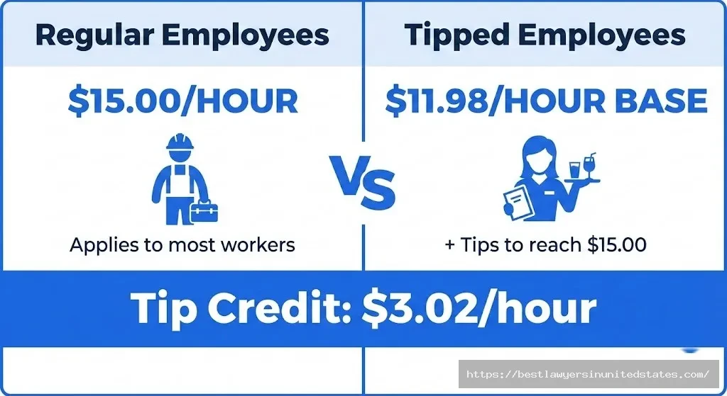Florida tipped minimum wage $11.98 plus tips versus regular $15 minimum wage comparison
