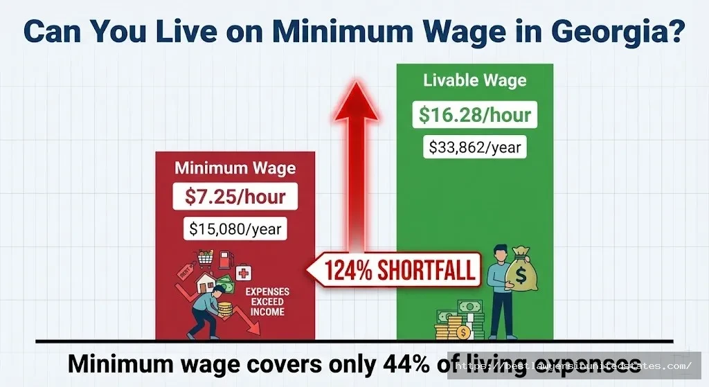 Georgia livable wage versus minimum wage gap comparison living expenses