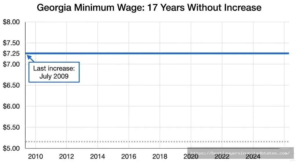 Georgia minimum wage history 2010 to 2026 no increase since 2009 timeline