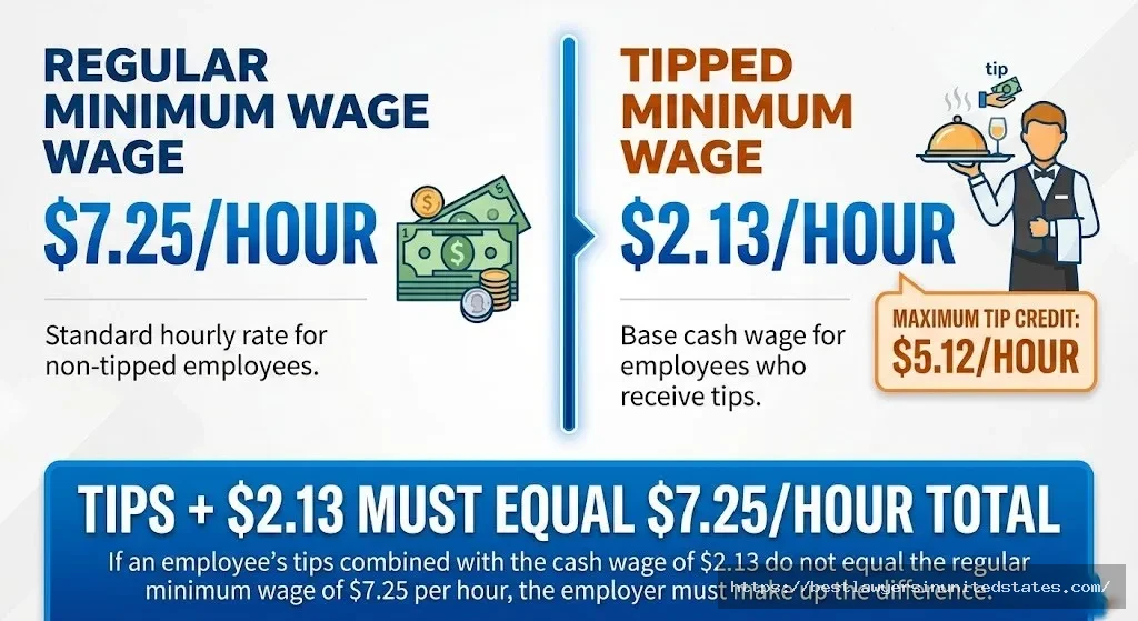 Georgia tipped minimum wage $2.13 versus regular minimum wage $7.25 comparison