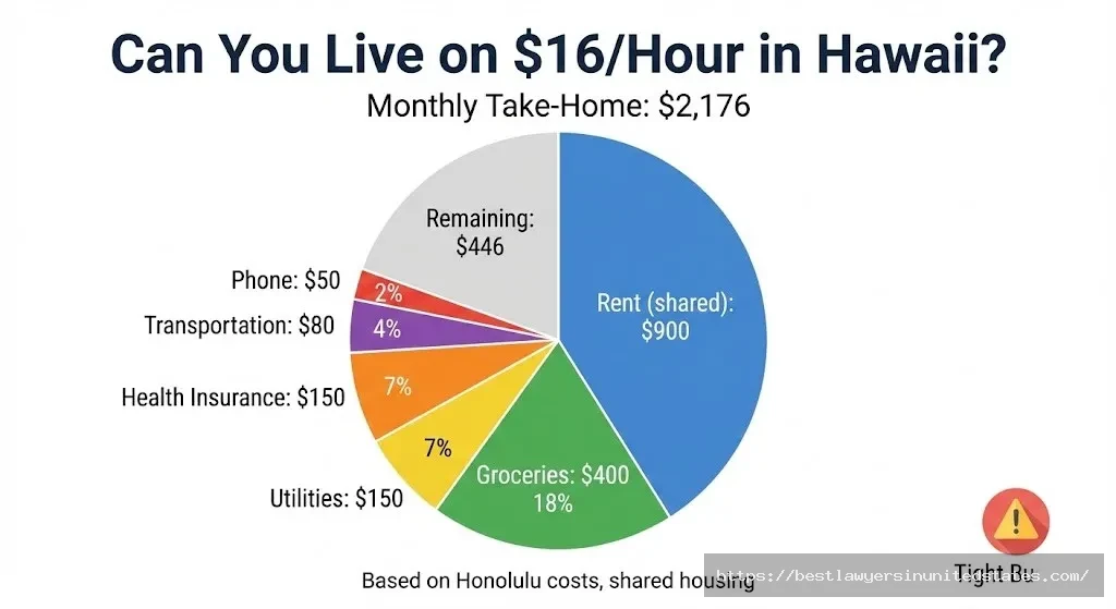Hawaii minimum wage monthly budget breakdown rent groceries utilities on $16 per hour