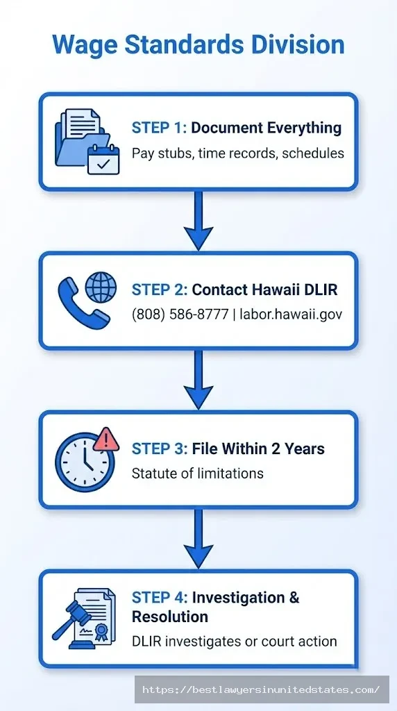 Hawaii wage complaint filing process 4 steps DLIR Department of Labor contact