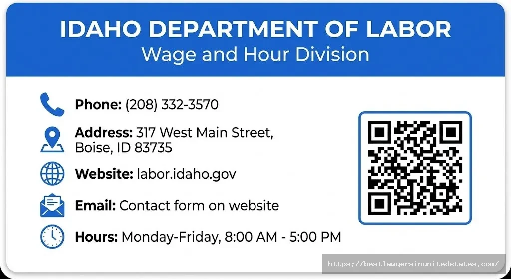 Idaho Department of Labor contact information phone address Boise wage and hour division