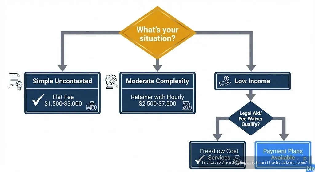 Idaho divorce attorney payment options flat fees for simple cases, retainers for complex cases, legal aid for low-income individuals