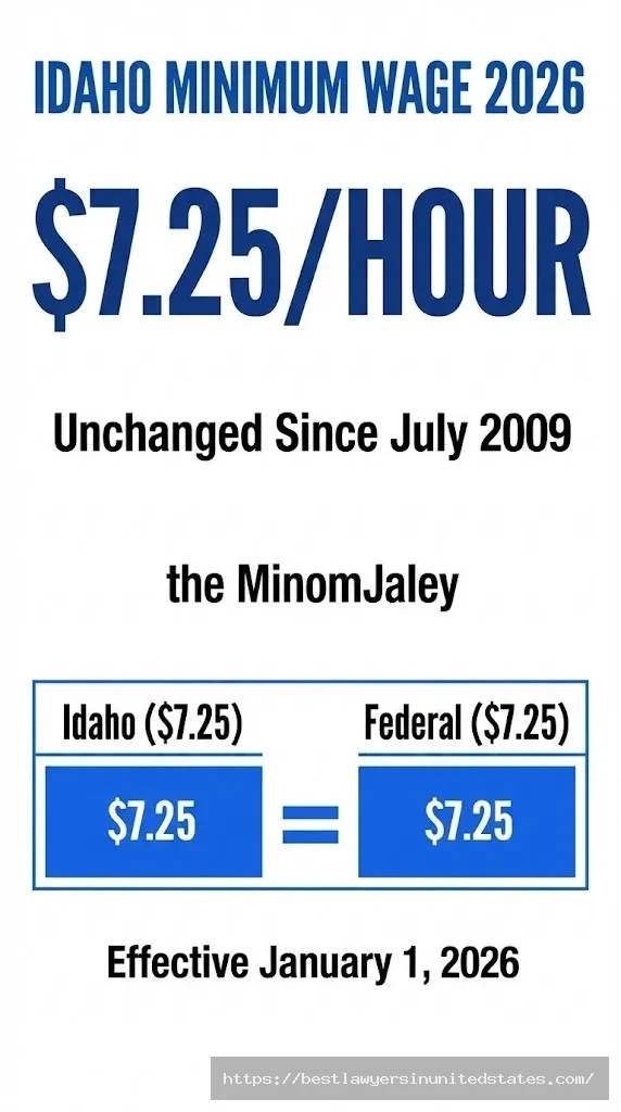 Idaho minimum wage 2026 rate $7.25 per hour federal comparison unchanged since 2009