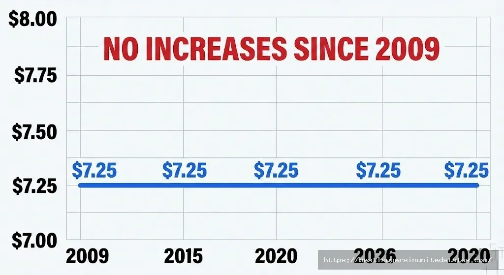 Idaho minimum wage history 2009 to 2027 timeline flat at $7.25 no increases