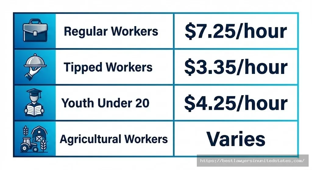Idaho minimum wage rates by worker type regular tipped youth agricultural 2026