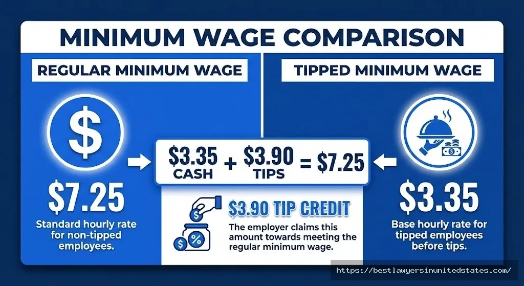 Idaho tipped minimum wage $3.35 cash wage versus $7.25 regular minimum wage tip credit