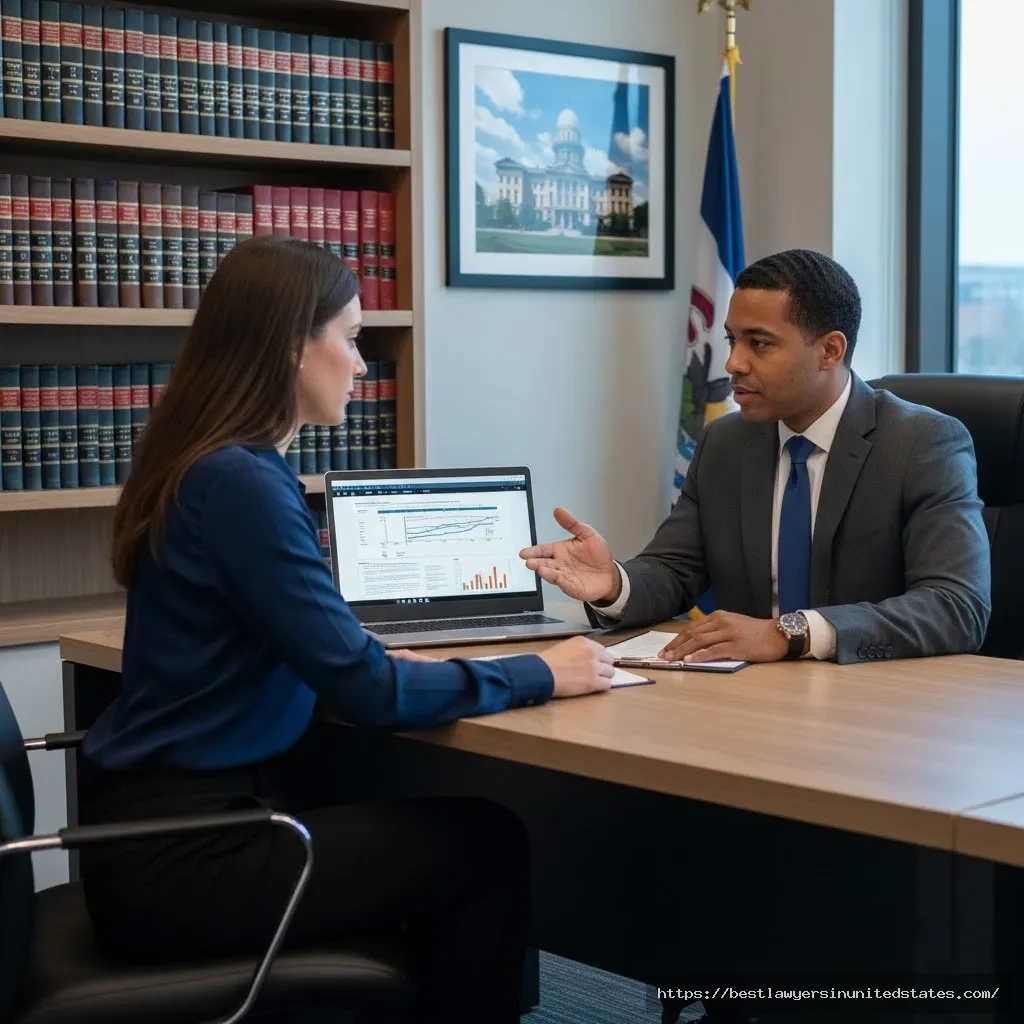 Illinois DUI attorney consulting with client in law office discussing defense strategy and court options