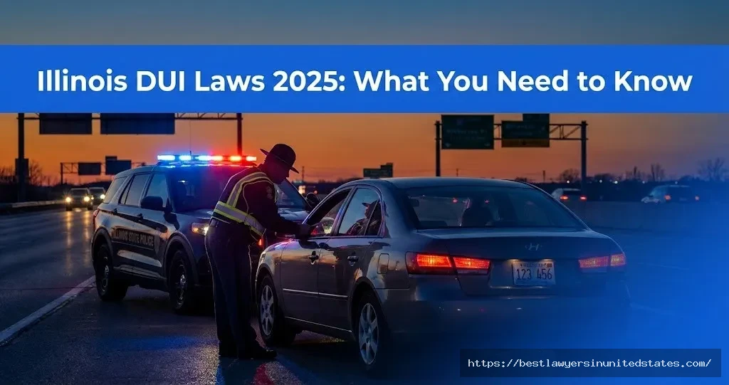 Illinois State Police conducting DUI traffic stop on highway with emergency lights activated